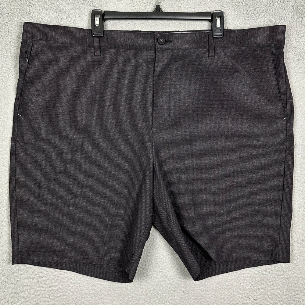Tommy Bahama Shorts Mens 46 Regular Dark Grey Grid Stretch Chino Flat Front EUC